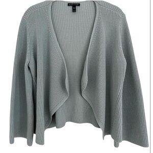 Eileen Fisher Oversized Cropped Cotton Blend Sweater Shrug Sz XS Blue Open Front